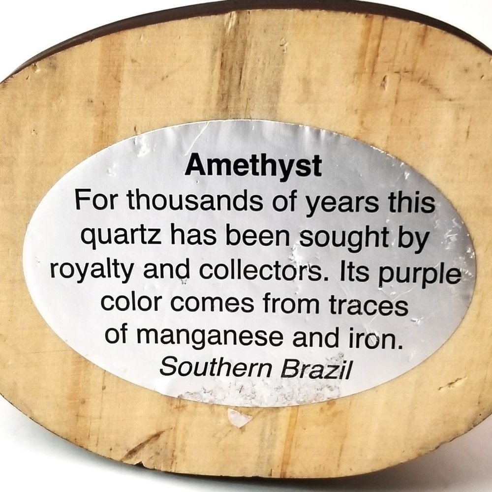 Natural Amethyst Cluster on Wooden Base - Picture 7 of 8